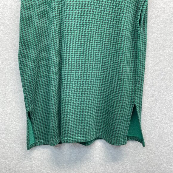 Bryn Walker Pike Poncho‎ Womens Small Green Houndstooth Cowl Neck Bamboo Fleece - Picture 7 of 14